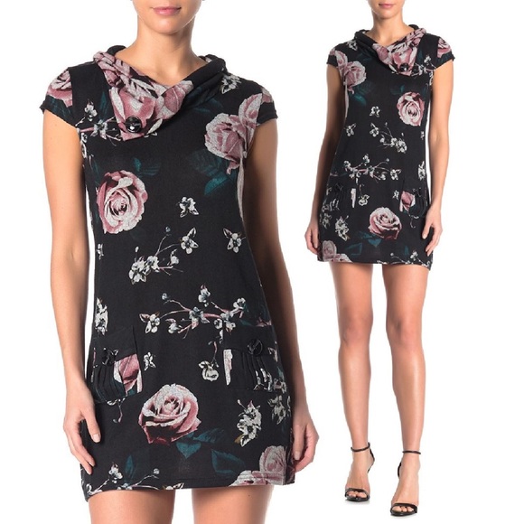 Papillon Cowl Neck Cap Sleeve Knit Mini Dress L - Picture 3 of 4